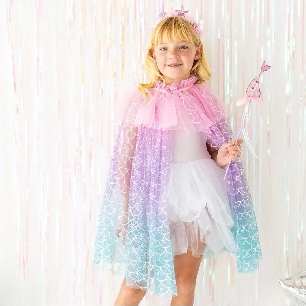 Sweet Wink Mermaid Dress Up Kit Halloween Costume Cape Headband Wand